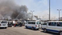 حريق في سوق شعبي بمنطقة حلوان في القاهرة (فيسبوك)