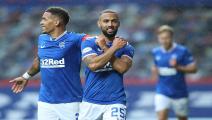GLASGOW, SCOTLAND - SEPTEMBER 12: Kemar Roofe of Rangers celebrates after scoring his team's third goal during the Ladbrokes Scottish Premiership match between Rangers and Dundee United at Ibrox Stadium on September 12, 2020 in Glasgow, Scotland. (Photo by Ian MacNicol/Getty Images)