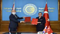 مراسم توقيع اتفاقية التجارة الحرة بين تركيا وبريطانيا/ الأناضول