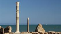 أوابد رومانية قرب البحر في صبراتة، ليبيا (Getty) 
