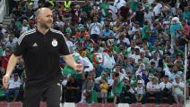 DOUALA, CAMEROON - JANUARY 20: Algeria Head Coach Djamel Belmadi during the Group E Africa Cup of Nations (CAN) 2021 match between Ivory Coast and Algeria at Stade de Japoma in Douala on January 20, 2022. (Photo by Visionhaus/Getty Images)
