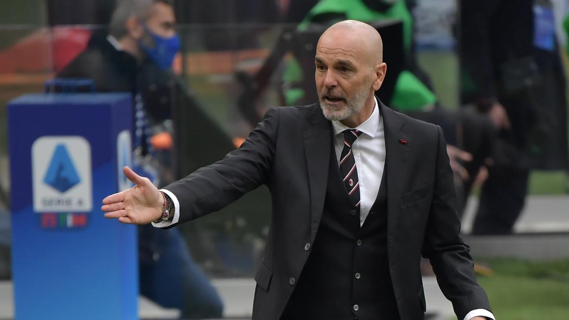 SAN SIRO STADIUM, MILANO, ITALY - 2021/02/21: Stefano Pioli coach of AC Milan reacts during the Serie A football match between AC Milan and FC Internazionale. FC Internazionale won 3-0 over AC Milan. (Photo by Andrea Staccioli/Insidefoto/LightRocket via Getty Images)	