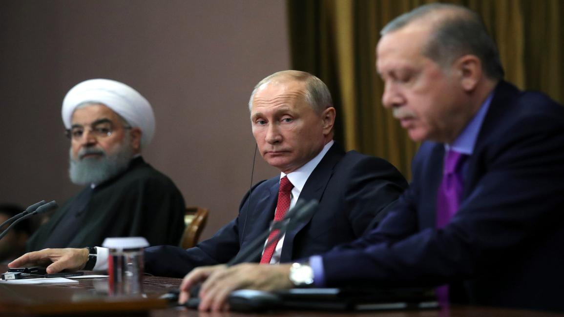 روسيا/سياسة/أردوغان وبوتين وروحاني/(ميخاييل كلمتييف/فرانس برس)