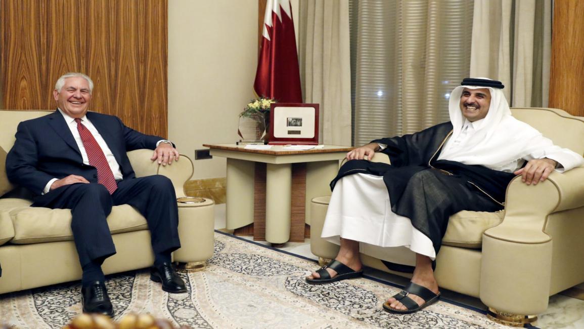 قطر/سياسة/الشيخ تميم وتيلرسون/(أليكس بروندون/فرانس برس)