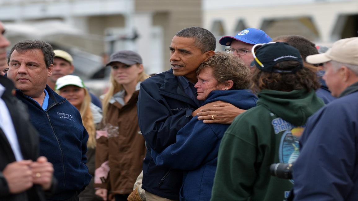 باراك أوباما خلال إعصار ساندي