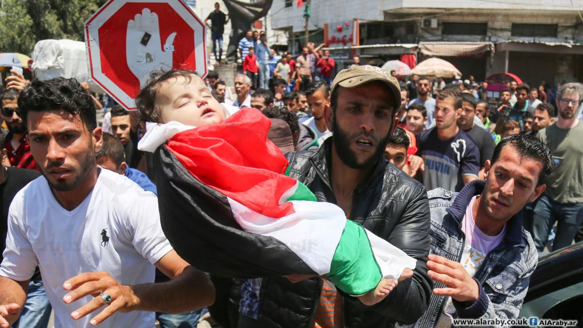 تشييع الرضيعة الفلسطينية ليلى الغندور في غزة (عبدالحكيم أبورياش)
