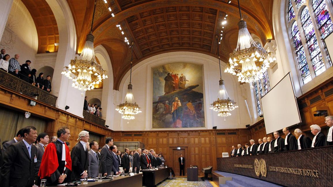 إحدى جلسات محكمة العدل الدولية في لاهاي (باز زيروينسكي/Getty)