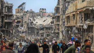 حجم الدمار الذي خلفه الاحتلال في خانيونس كبير (ياسر قديح/ فرانس برس)
