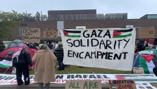 من حراك طلاب جامعة نيوكاسل البريطانية دعماً لغزة-إكس