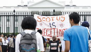 احتجاجات ضد إلغاء شطب ديون الطلاب الأميركيين (Getty)