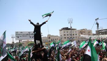 تظاهرات في إدلب رفضاً لانتخابات النظام-عامر السيد علي/العربي الجديد