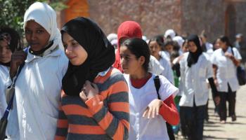 تلاميذ في إحدى المدارس في المغرب(عبد الخالق سينا/فرانس برس)