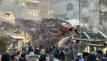 دمرت إسرائيل القنصلية الإيرانية في دمشق، إبريل الحالي (ماهر المونس/فرانس برس)