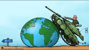 كاريكاتير الضغوط الدولية على الحكومة الاسرائيلية / حجاج