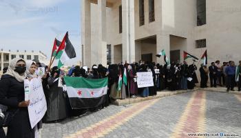 تحرك طلابي في إدلب السورية (العربي الجديد)