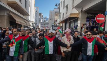 تظاهرة دعماً لغزة في الرباط، فبراير الماضي (أبو آدم محمد/الأناضول)