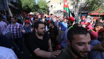 مسيرة في عمّان في يوم عيد العمال 1/ 5/ 2015 (الأناضول)