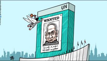 كاريكاتير نتنياهو مجرم حرب مطلوب / حجاج
