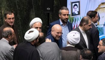 من جلسة انتخاب محمد باقر قاليباف رئيساً للبرلمان الإيراني، 28 مايو 2024 (Getty)