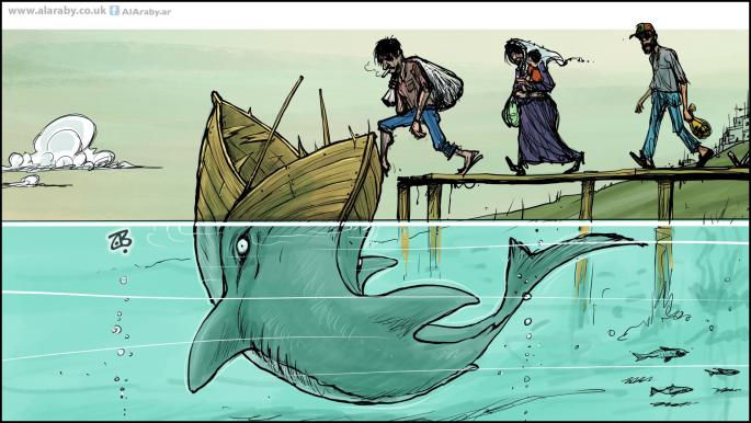 كاريكاتير قارب الموت / حجاج