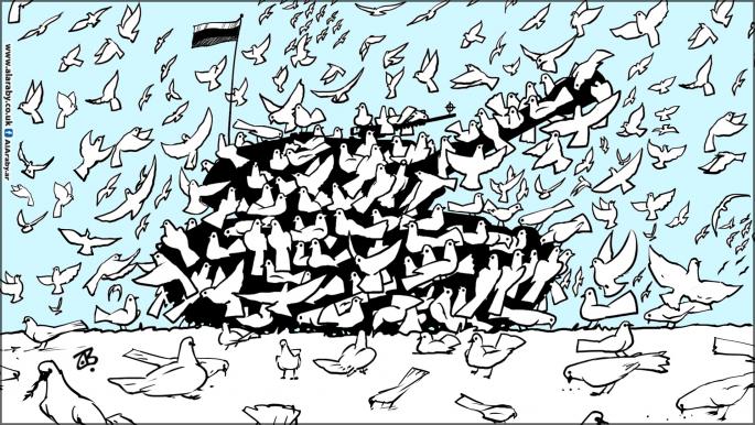 كاريكاتير دبابة وحمائم / حجاج