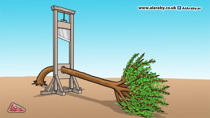 كاريكاتير غير جاهز للنشر اعدام الاشجار / المهندي