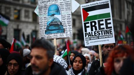 تضامن مع صحافيي غزة (هنري نيكولز/ فرانس برس)