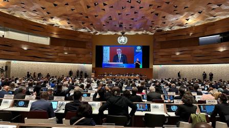 افتتاح الدورة 77 من جمعية الصحة العالمية في قصر الأمم المتحدة في جنيف، سويسرا، 27 مايو 2024 (إكس)