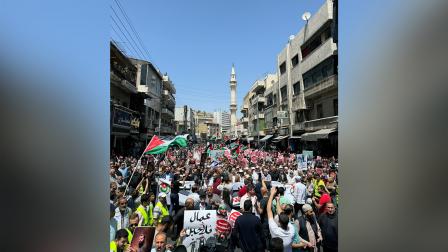 مسيرة في عمّان دعماً للحراك الطلابي الرافض للحرب على غزة 3/5/2024 (إكس)