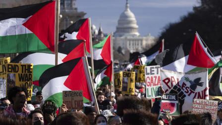 تظاهرة في واشنطن دعما لفلسطين (إكس)