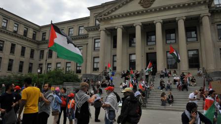 اعتصام في جامعة في أوتاوا تضامناً مع غزة - كندا - 26 مايو 2024 (قدري محمد/ الأناضول)