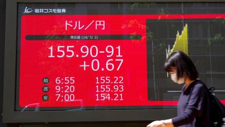الين الياباني مقابل الدولار في طوكيو 2 مايو 2024 (فرانس برس)