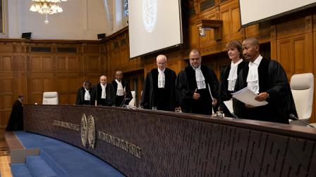قضاة محكمة العدل الدولية، 24 مايو2024 (نيك غامون/فرانس برس)