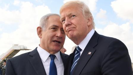 من لقاء جمع دونالد ترامب وبنيامين نتنياهو في القدس المحتلة، 23/5/2017 (Getty)